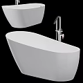 Elegant White Freestanding Bathtub With Modern Chrome Faucet And Sleek Design