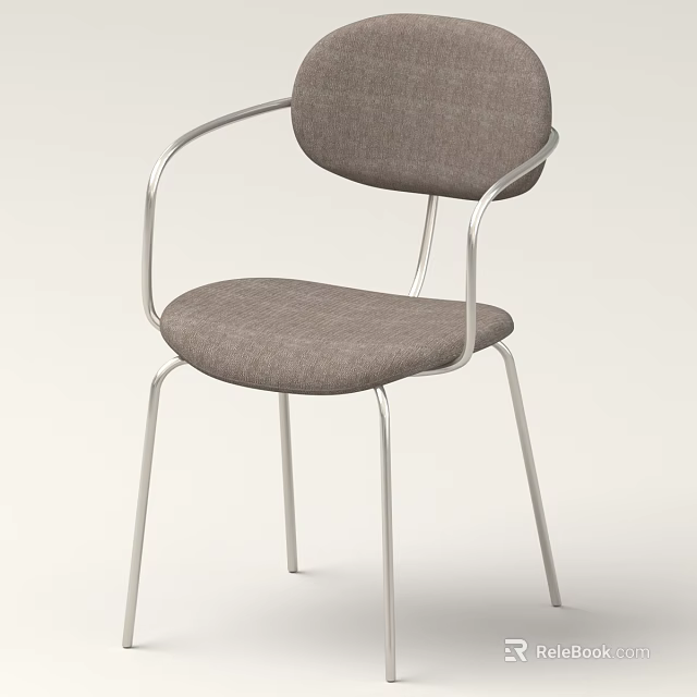 Modern Gray Fabric Chair With Metal Frame And Armrest Design 3d model 