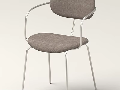 Modern Gray Fabric Chair With Metal Frame And Armrest Design 3d model