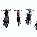 Five Different Colored Motorcycles Lined Up In A Row