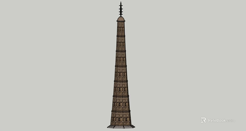 Traditional Multi tiered Tower With Ornate Spire And Carved Architectural Details 3d model 