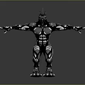 Metallic Wolf Like Creature Character Muscular Body Arms Outstretched Standing Pose