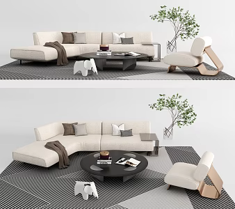 Modern Sofa Coffee Table Combination Leisure Chair Carpet Corner Sofa 3d model