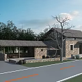 Traditional Rustic Stone House Featuring Hinged Door And Tiled Roof Exterior
