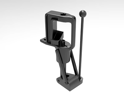 Black Industrial Equipment With Metal Lever Handle And Stable Mounting Base Structure 3d model