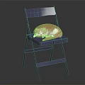 Blue Folding Chair With Orange And White Sleeping Cat On Seat