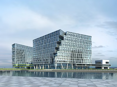 modern office building super office building high-rise office building 3d model