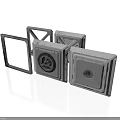 Light Gray Modular Scene Components With Square Frames And Hole Panels