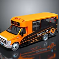Bright Orange Parking Lot Shuttle Bus With Free Service And Black Details