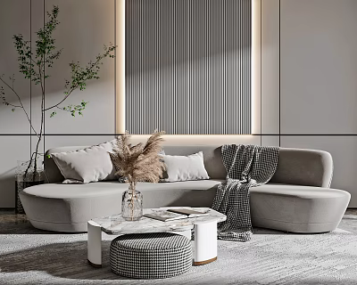 Modern Multiplayer Sofa Shaped Sofa Coffee Table 3d model