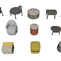 Modern Sofa Stool Casual Stool Round Stool Pedal 3d model
