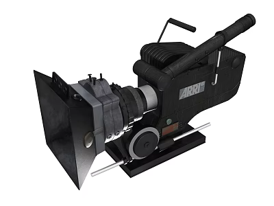 Vintage Digital Film Projector With Black Body Lens Handle And Reel 3d model