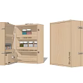 Wooden Storage Cabinet With Open Closed Design Multiple Shelves And Metal Latches