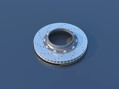 Shiny Silver Circular Metal Household Disc With Central Hole And Perforated Surface 3d model