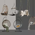 Stylish Hanging Chairs Featuring Woven Design Basket Style Metal Stand And Comfortable Cushions