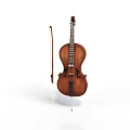 Classic Brown Violin With Bow For Daily Household Use On White Background