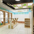 Kids Furniture Store Interior Design With Display Shelves Cashier Counter And Modern Lighting