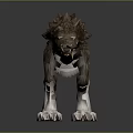 3D Rendered Ferocious Wolf Like Creature With Fluffy Fur Open Mouth And Sharp Claws
