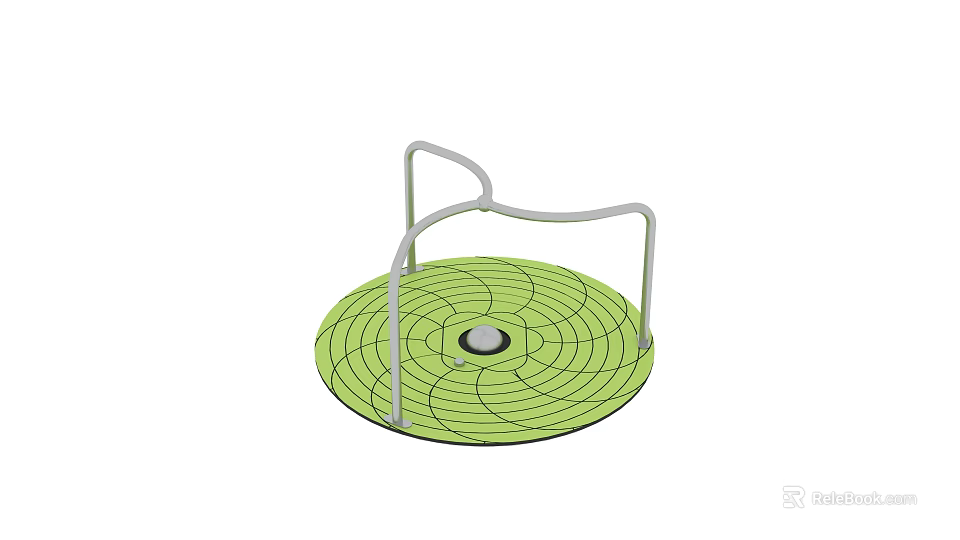 Playground Equipment Green Circular Spinning Disk With White Support Frame And Grid Pattern Surface 3d model
