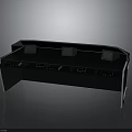 Sleek Modern Control Console With Black Top Three Square Panels And Storage Drawers