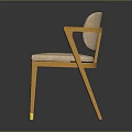 Modern Wooden Chair With Light Pink Fabric Cushion And Comfortable Backrest