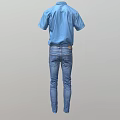 Stylish Blue Short Sleeve Shirt With Slim Fit Blue Jeans Casual Outfit
