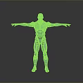 Standing Blue Robot Character With Orange Accents Armor And Reflective Floor