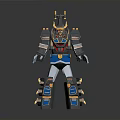 Detailed Robot Character With Mythical Creature Horns And Blue Red Accents In 3D Model Design