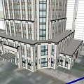 Tall Modern Office Building With Classical Top Design Surrounded By Urban High Rise Structures