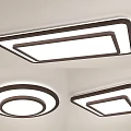 Modern Minimalist Ceiling Light with Rectangular and Circular Shapes White Light Black Frame 3d model