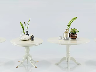 Simple European Round Table Fashion Simple Metal Glass Coffee Table Side Table Decorations Ornaments Combination 3d model