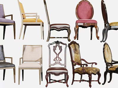 Dining Chairs with Various Styles Different Colors and Unique Design Details 3d model