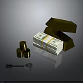 Valuable Assets Collection Featuring Gold Bars Stacks Of Dollar Bills Coins And Keys