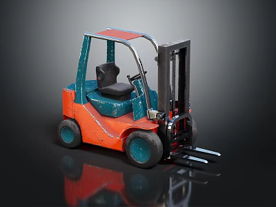 Orange And Blue Mini Forklift Model As Industrial Equipment 3d model