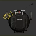 Black Portable Air Compressor With Cylindrical Tank And Yellow Hose