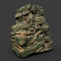 Natural Green And Brown Rock With Irregular Surface Texture And Rough Structure 3d model