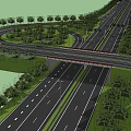 Well Designed Road Infrastructure With Overpass Bridge Streetlights And Green Trees