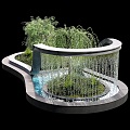 Courtyard fountain water feature sketch 3d model