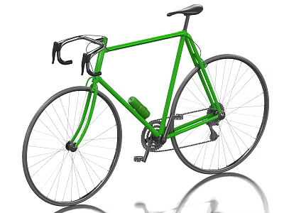 Green Road Bike With Curved Handlebars Thin Tires And Black Saddle 3d model