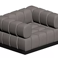 Light Gray Velvet Single Sofa With Tufted Square Design And Black Base 3d model