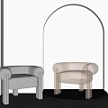 Modern Minimalist Accent Chairs Gray Fabric And Transparent Acrylic With Arched Gray Wall Design