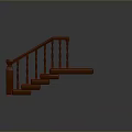 Wooden Staircase With Red Carpet And Traditional Railing Design Elements 3d model