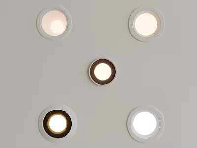 Recessed Ceiling Downlights with Circular Design and Various Light Tones for Modern Interiors 3d model