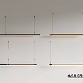 Modern Linear Pendant Lights Featuring Sleek Design for Contemporary Living Spaces 3d model