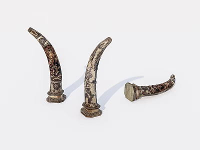 Intricate Horn Sculpture Carving With Decorative Base And Detailed Patterns 3d model