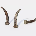 Intricate Horn Sculpture Carving With Decorative Base And Detailed Patterns