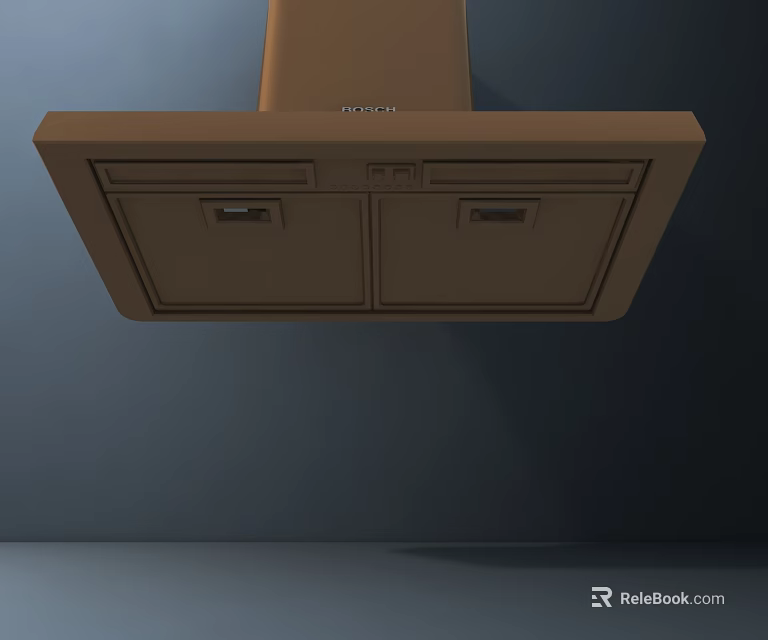 Modern Brown Kitchen Hood Appliance With Cabinet Design And Control Panel 3d model 