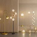 Modern Floor Lamps With Multiple Sphere Shades And Gold Black Metal Frames