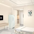 Hospital Ward Interior With Medical Bed Sofa And City View