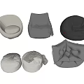 Single Sofa Various Cozy Styles in Gray Black Round Cushioned Designs 3d model